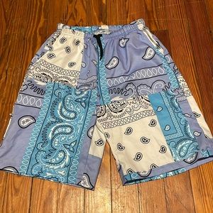 Blue, Purple and White Bandana Shorts